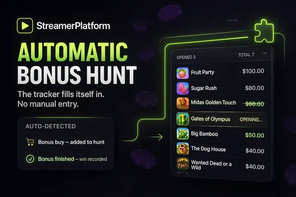 Automatic bonus hunt: the tracker fills itself in, no manual entry on stream